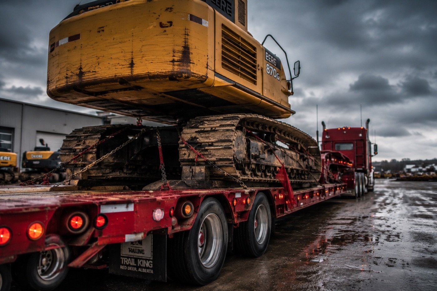 Machinery on an AFC step-deck trailer