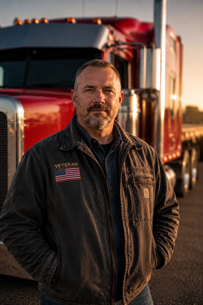 A U.S. military veteran who now drives for AFC Transport
